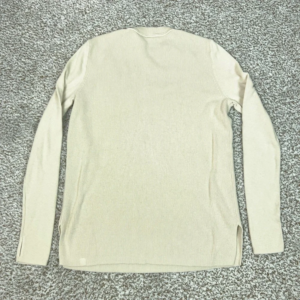 Lululemon Sweater Womens Small Beige Ribbed Long Sleeve Crewneck Knit Logo Basic